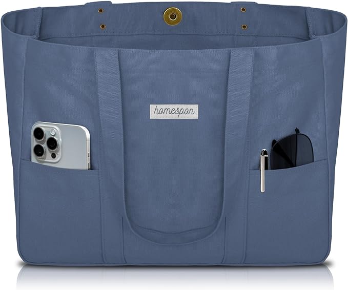 HOMESPON Large Canvas Tote Bag for Women Everything Bag with Pockets and Laptop Sleeve
