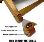Foldable Leather Stool, Portable Beech Wood Artist Folding Stool, Italian Top Vegetable Tanned Leather Seat, Home Fashion Genuine Leathers Director’s Stools for Home Outdoor Camping Fishing