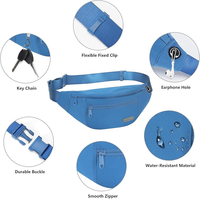 MAXTOP Large Crossbody Fanny Pack with 4-Zipper Pockets,Gifts for Enjoy Sports Festival Workout Traveling Running Casual Hands-Free Wallets Waist Pack Phone Bag Carrying All Phones