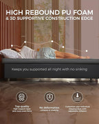 KingCamp Self Inflating Sleeping Pad, R 7.9 Air & Foam Camping Mattress 2 Person, 3" Thick Full Size Double Sleeping Pad with Pump Sack for Camp Tent Outdoor Car, PVC Free (Grey)