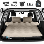 JOYTUTUS SUV Air Mattress for Car Camping, Upgraded Flocking and Extra Thick Oxford Surface Car Air Mattress, SUV Camping Bed Mattress,2-in-1 Air Pump, 2 Pillows & Carry Bag (Camel)