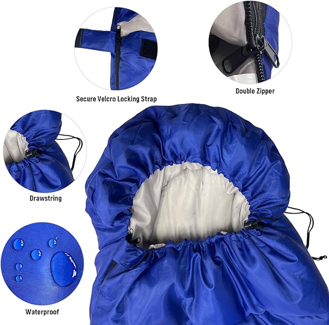 Camping Sleeping Bag for Adults, 3-4 Season Warm & Cold Weather Waterproof Envelope Sleeping Bags for for Backpacking Hiking Travel Outdoors, Adult All Weather Sleeping Bag with 1.5/2/3/4/5lbs Filling