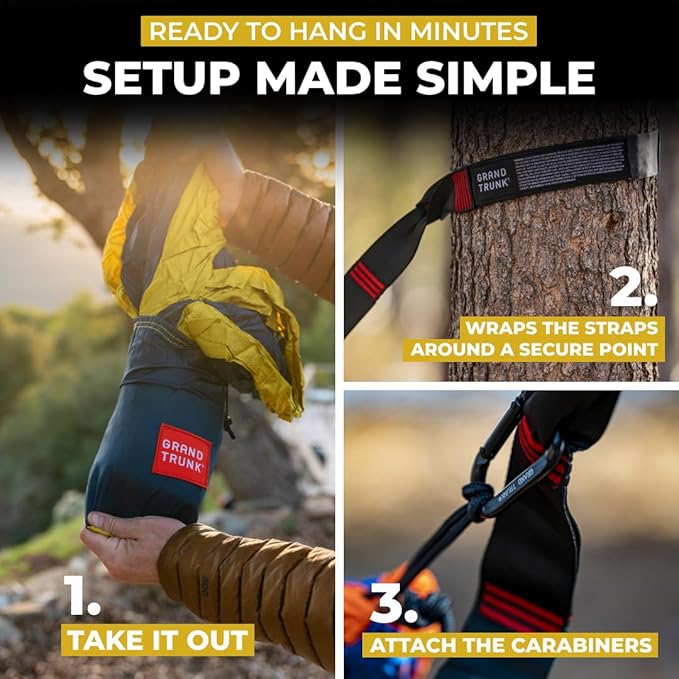 Grand Trunk Double Deluxe Parachute Nylon Hammock - 500lb Capacity Camping Hammock, 10.5x6.5ft, Lightweight & Durable (Charcoal/Magenta)