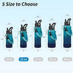 BJPKPK Insulated Water Bottle with Straw Lid, 22oz Thermo Water Bottles with 3 Lids, Paracord Handle & Non-slip Boot, BPA Free Leak Proof Stainless Steel Tumblers,Vast