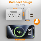 3-Outlet Extender, 3-Prong Grounded Wall Tap Adapter with LED Guide Light, 1875W Multiple Plug Electrical Outlets Splitter for Home, Office, Hotel, Travel, Cruise Essentials, ETL Listed, White