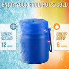 17oz Soup Thermo for Hot Food Kids Insulated Vacuum Food Jar with Stainless Steel Spoon Wide Mouth Thermo Leakproof Lunch Food Container Kids Hot Lunch Box (Blue)