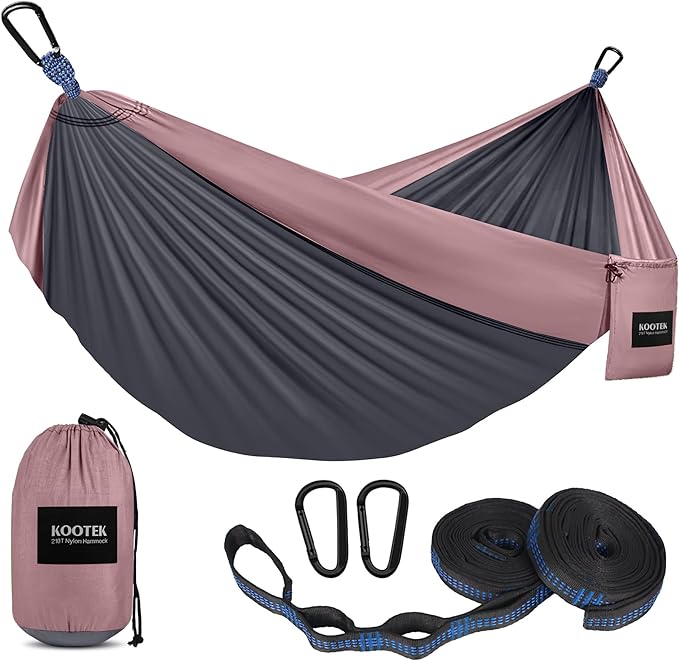 Kootek Camping Hammock, Portable Hammocks with Tree Straps & Attached Carry Bag, Camping Essentials Gear, Perfect for Outside Indoor Hiking Beach Backpack Travel