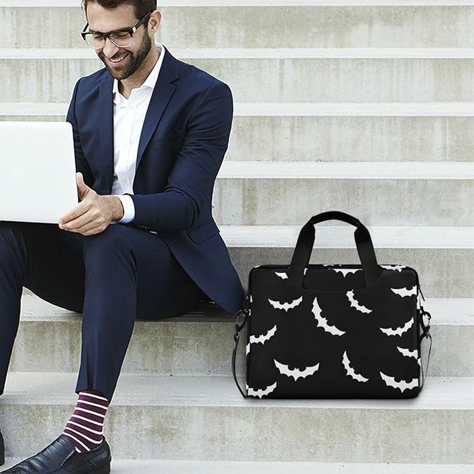 Goth Bats Halloween Laptop Case 15.6 inch Computer Bag Waterproof Laptop Briefcase Laptop Bag for Women & Men