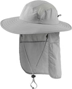Home Prefer UPF 50+ Mens Wide Brim Fishing Hat with Neck Flap Sun Hat for Men Women Sun Protection Cap