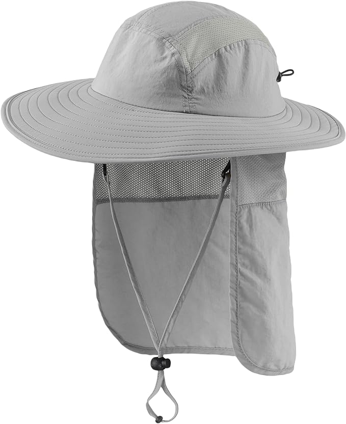 Home Prefer UPF 50+ Mens Wide Brim Fishing Hat with Neck Flap Sun Hat for Men Women Sun Protection Cap
