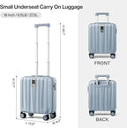 Hanke 16 inch Underseat Carry on Suitcases with Wheels,Lightweight Hard Shell Carry on Luggage with Wheels for Weekender,Travel Approved Small Suitcase,Travel Luggage for Womem Men,Gray.