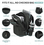 Lay Flat Carry on Travel Backpack, 30L Airline Approved, Fits 16" Laptop, USB-C & USB-A, Water Resistant, Black