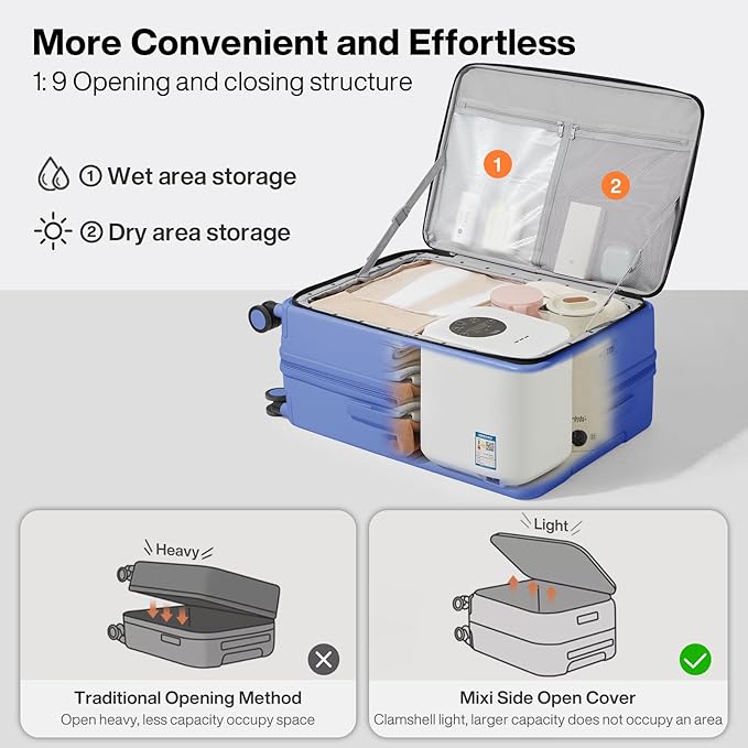 mixi 24 Inch Large Expandable Checked Luggage PC Hard Shell Suitcase Top Opening Rolling Travel Suitcases with Spinner Wheels & TSA Lock, Dreamy Purple