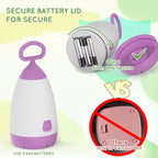 Kids Camping Lantern & Night Light Battery Powered (AAA Included), 360° Eye-Safe Light, IPX4 Waterproof with RGB Modes Portable for Outdoor, Emergency & Bedtime, Gift for Children (Purple)