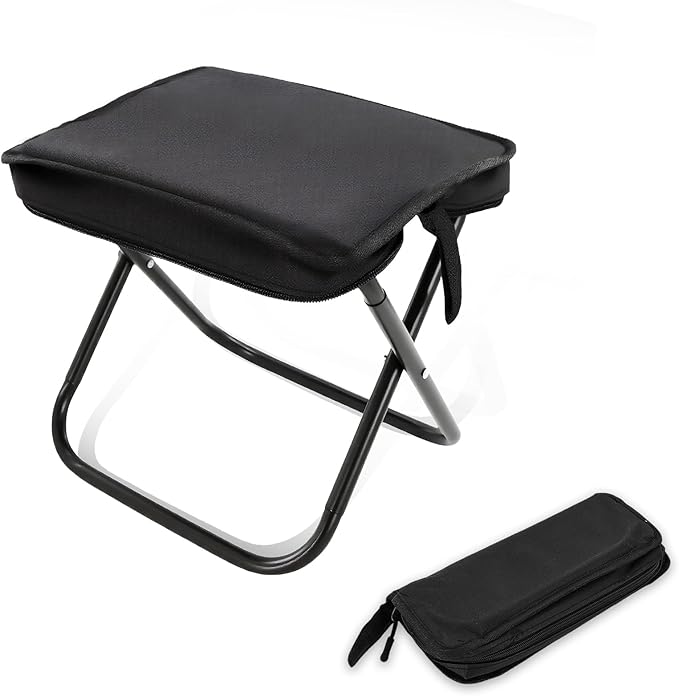 Pocket Chair, Black Portable Stool, Purse Chair, Lightweight and Foldable, High Load-Bearing Capacity, with A Handbag, Suitable for Traveling, Camping and Mountain Climbing