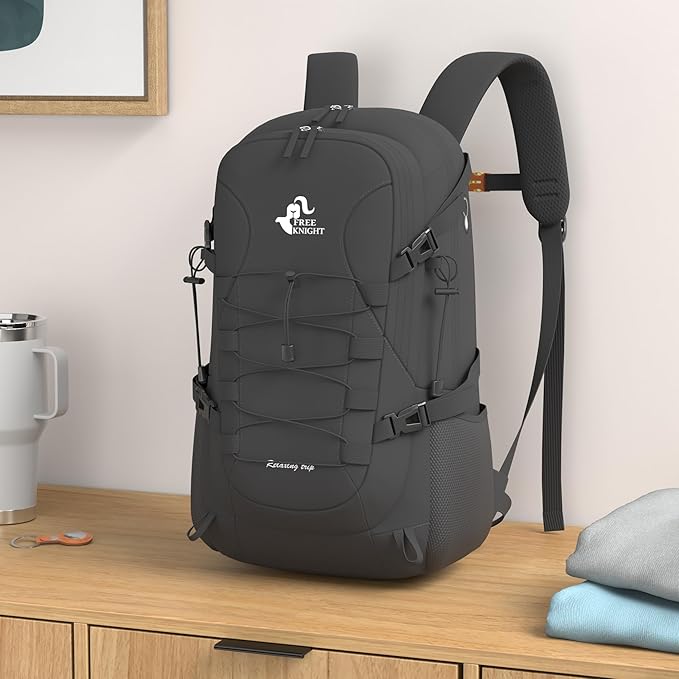 Bseash 40L Waterproof Hiking Backpack with Rain Cover, Outdoor Sport Travel Bag Daypack for Camping Climbing Skiing Cycling (Black)