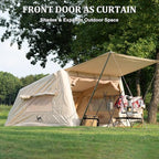 TOMOUNT Inflatable Canvas Tent with Pump,Easy Setup Blow Up Tent for Camping