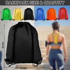 Drawstring Backpack 6Pcs Drawstring Gym Bags Black Draw String Bags Backpack for Sports, Gym, Travel, Swimming, Beach (6 Colors)