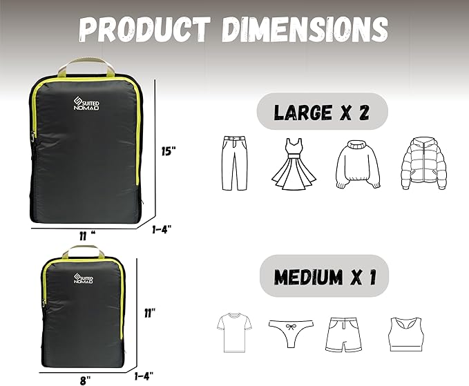 6 Set/3 Set Ultralight Compression Packing Cubes, Suitcase and Backpack Travel Organizer Bags (Shadow Gray, 3Piece)