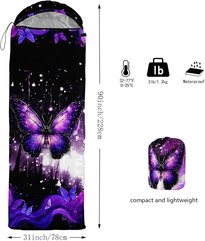 QOOMO Animals Camping Sleeping Bags,3 Season Warm & Cool Weather,Lightweight,Waterproof Sleeping Bags for Adults & Kids,Traveling,and Outdoors,Camping Gear Equipment