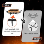 IDZO 27in Fire Grate Log Grate Wrought Iron Fire Pit Round Spider Wagon Wheel Firewood Heavy Duty Bar Fireplace Stove Burning Rack Holder 4Legs Black