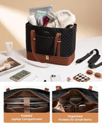 LOVEVOOK Lunch Tote Bag for Women, 15.6 Inch Laptop Work Bag With Lunch Compartment & Large Cup Holder, Lightweight Work Briefcase for Travel, Bussiness, Teacher