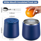 20oz Insulated Vacuum Food Jar with Buckle Lid,Soup Thermo for Hot Food Kids,Wide Mouth Leakproof Stainless Steel Lunch Container with Spoon-Blue