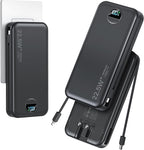 20000mAh Ultra-Portable-Charger-Power-Bank with Built in Cables&AC Wall Plug,PD20W USB-C Fast Charging Cell Phone Charger Battery Pack,LED Display Travel Battery Bank for All iPhone,Samsung,Android