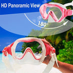 Kids Mask Fins Snorkel Set Snorkeling Packages, with Diving Mask, Snorkel, Adjustable Swim Fins, Mesh Bag, Anti-Fog Anti-Leak Snorkeling Gear for Kids for Snorkeling Swimming Diving