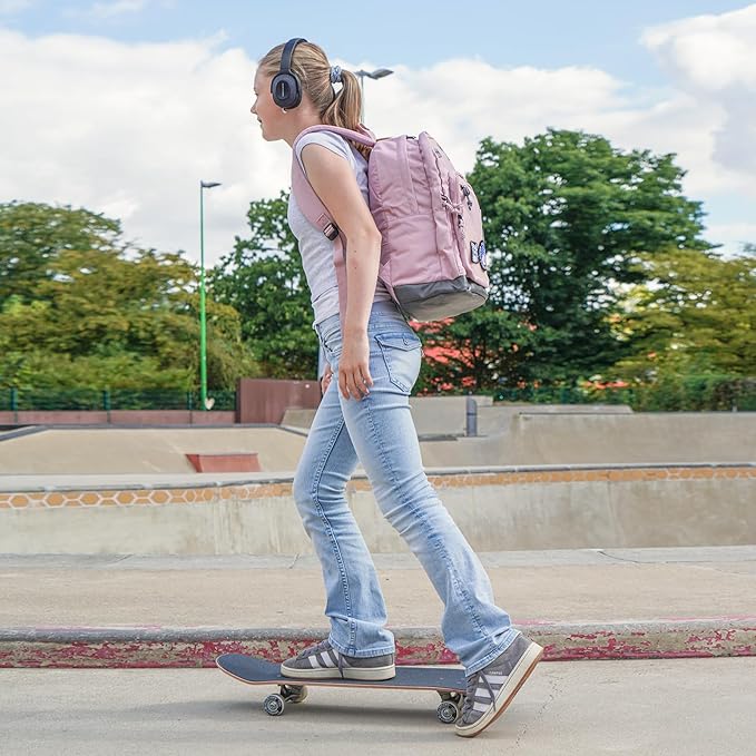 Swissdigital Design Big Student Laptop Backpack with Fun Personalized Patches For College Boy & Girl, Middle High School Teen Bookbag Cool Travel Daypack Pink -Includes 3 Patches | SD1718-81