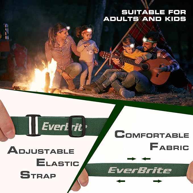 EverBrite Headlamp, 2 Pack Kids Headlamp with Red Light and Memory Function, Head Lamp for Adults and Kids with 5 Modes, Bright Headlamps for Camping, Running, Batteries Included