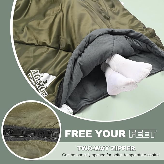 AGEMORE Sleeping Bag for Adults, Single and Double Size, Lightweight Waterproof XXL Sleeping Bag for Adults Kids Couples Camping Hiking Backpacking Or Traveling, Warm & Cold Weather