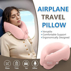 2in1 Ergonomic Memory Foam Travel Neck Pillow – 2025 Upgrade Travel Pillow for All Sleep Positions on Flights, Road Trips, and Long Distance Travel with Drawstring Bag (Adjustable - Pink)