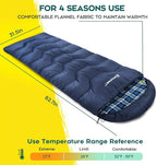Bessport Sleeping Bag Winter | Flannel Lined 18℉ - 32℉ Extreme 3-4 Season Warm & Cool Weather Adult Sleeping Bags Large | Lightweight, Waterproof for Camping, Backpacking, Hiking