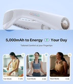 TORRAS COOLiFY Air 2025 Upgraded Neck Fan Air Conditioner, Dual-Airflow Pro Cooling, Ultra Light Portable Fan Rechargeable, Personal Cooling Fan Travel Essentials, Ivory