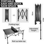 Night Cat Foldable Camping Table: Outdoor Table with Storage Basket