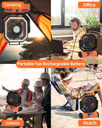 ADUST 12 Inch Camping Battery Operated Powered Fan with LED Lantern Light,44000mAh Rechargeable Portable Oscillating Fan with 360° Rotation Hanging Hook for Tents, Cordless USB Desk Fan(Orange)