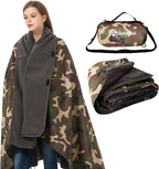 4-in-1 Large Camping Blankets - Waterproof, Windproof Fleece Outdoor Blankets for Stadium, Sports, Car, Concert - 81"x57", Portable (Camouflage)