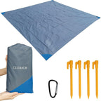 Family Beach Blanket Large Foldable Picnic Mat Portable Lightweight Camping Tarp Tent Blankets Washable Rug Quick Dry Compact Beach Mats Hiking Outdoor Essentials (Gray/Blue118*110" / 9.19ft×9.84ft)