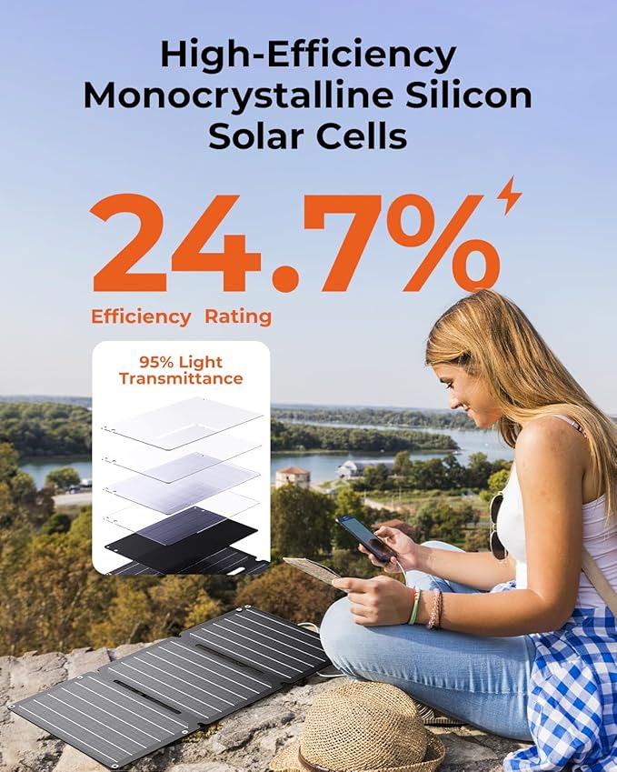 [Upgraded] BigBlue 30W Solar Panel Charger with Fast Charging USB-A and USB-C, DC Ports, SolarPowa 30 Portable Solar Panel, IP68 Waterproof, Compatible with iPhone, Samsung, iPad, Small Power Station