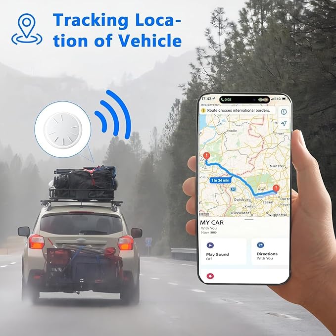 GPS Tracker for Vehicles,No Monthly Fee Hidden Mini Tracker Device for Vehicles,Real Time GPS Tracker for Car Work with Apple Find My(iOS Only),(Black,2PCS)