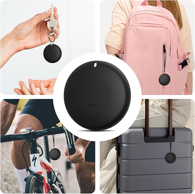 Android Air Tracker 4 Pack, Bluetooth Tracker for Android, Works with Google Find My Device App, Smart Item Locator for Keys, Wallet, Luggage, Bags - 2 White & 2 Black, Includes 2 CR2032 Batteries