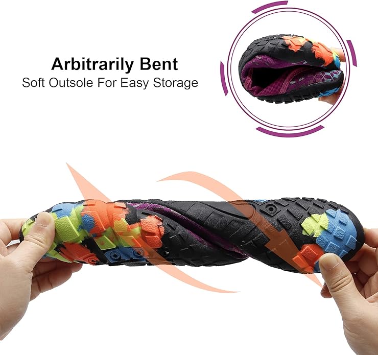 L-RUN Barefoot Water Shoes Women Mens Aqua Sock Athletic Hiking Water Sports Shoes for Swim Beach Pool Sand Diving Walking