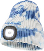 MELASA Unisex Hat with Light, USB Rechargeable Hands Free Headlamp LED Beanie, Winter Gifts for Men Dad Father Husband Him