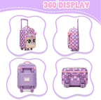 Kids Carry On Luggage with Wheels Softside Kids Suitcase for Girls Airline Approved & Girls Multi-function Carry Bag 4pcs Set