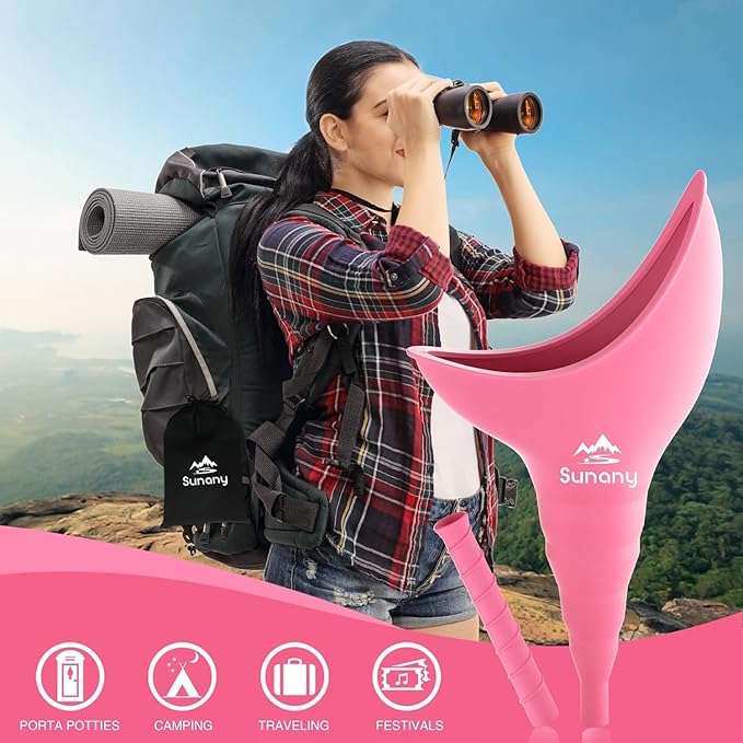 Female Urination Device, Reusable Female Urinal Silicone Women Pee Funnel Allows Women to Pee Standing Up, The Perfect Companion for Camping,Outdoor,Travel（Fuchsia）