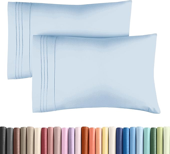 Queen Pillow Cases Set of 2 - Ultra Soft Hotel Quality Pillowcase Covers - Comfy Cozy Bedding for Women, Men, Kids and Teens - Machine Washable Pillow Protectors - 2 Pieces Set - Queen Size Sky Blue