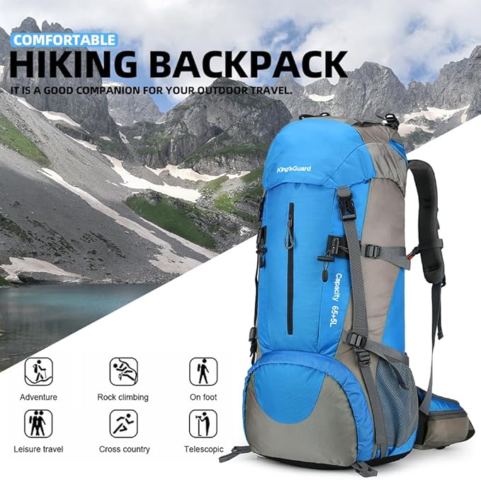 70L Camping Hiking Backpack with Rain Cover Waterproof Backpacking Backpack for Hiking Treeking Climbing Outdoor