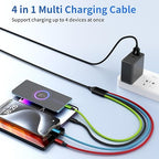 Travel Essentials Multi Charging Cable [2Pack 5FT], Car Accessories 4 in 1 Charging Cords, USB Cable Phone Charger with IP/Type C/Type C/Micro, Compatible with Most Phones/Tablets and More