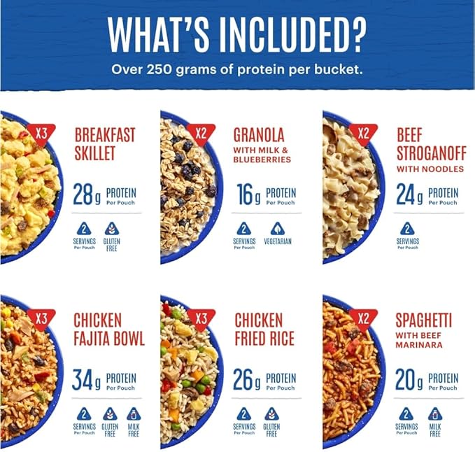 Mountain House Expedition Meal Assortment Bucket Freeze Dried Backpacking & Camping Food 30 Servings